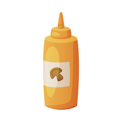 Mushroom Sauce or Mustard in Plastic Bottle as Fast Food Lunch Dressing Vector Illustration