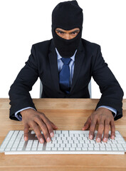 Hacker using computer keyboard