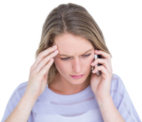 Unsmiling woman calling with her smartphone 