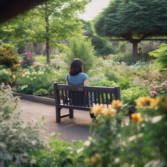 woman sitting on bench in park