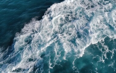 Fototapeta na wymiar Waves on the ocean top view background Generative AI