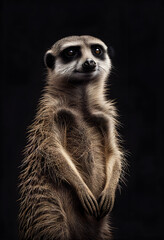 Meerkat on a black background. Generated AI
