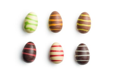 Chocolate easter eggs isolated on white background.