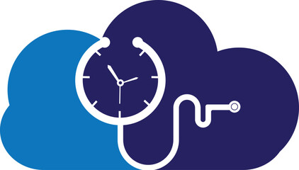 Medical time vector logo template. This design use stethoscope symbol.