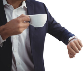 Midsection of businessman checking time