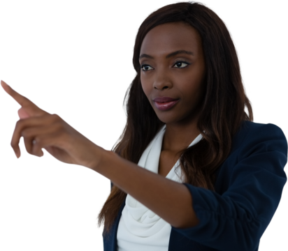 Confident woman using interface screen - Powered by Adobe