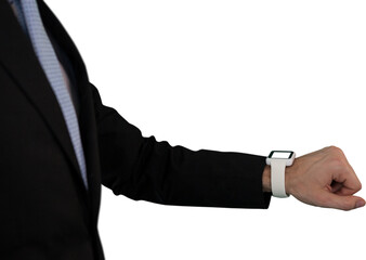 Side view of businessman wearing smart watch