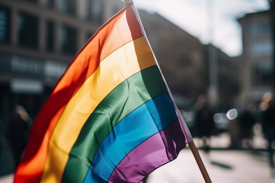 A rainbow falg waving in the wind, representing the diversity and inclusivity of the LGBTQ+ community made with Generative AI