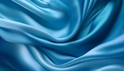 realistic wavy abstract background, delicate and elegant blue silk cloth, generative ai