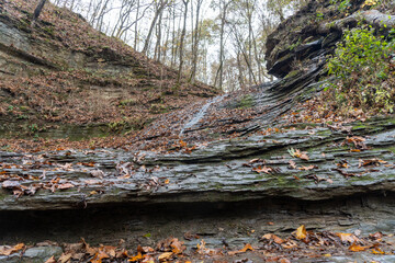 Jackson Falls near Natchez Trace Parkway in Tennessee. Bluffs and rock faces at Jackson Falls offer excellent technical climbing surrounded by a beautifully scenic area of Shawnee National Forest. 