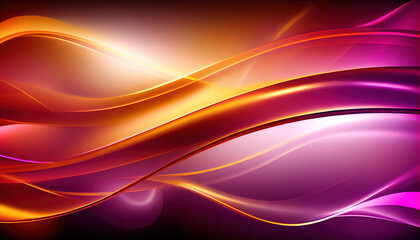Abstract Shiny neon glass translucent wavy composition with gradient transition, pink red purple yellow orange elegant clean background - generative AI.