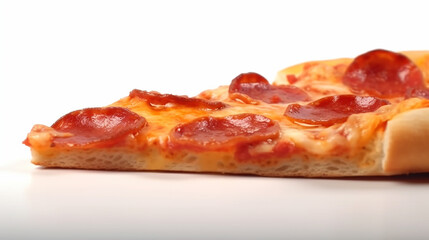 Triangle slice of pizza closeup. Generative AI