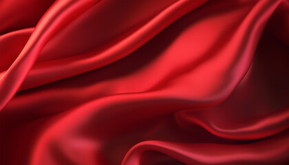 Fototapeta na wymiar realistic wavy abstract background, delicate and elegant red silk cloth, generative ai