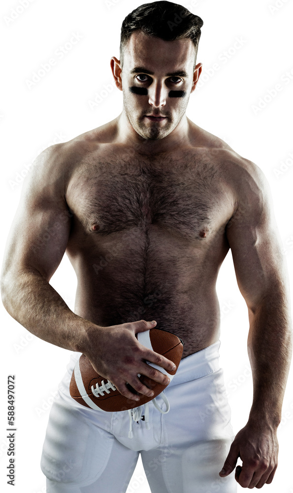 Canvas Prints shirtless american football player with ball