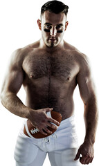 Shirtless American football player with ball © vectorfusionart