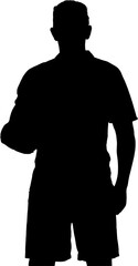 Silhouette sporty player with rugby ball 