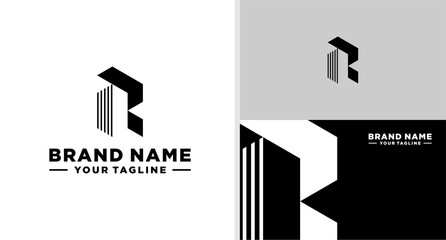LETTER R LOGO BUILDING CONSTRUCTION REAL ESTATE INVESTMENT EDITABLE