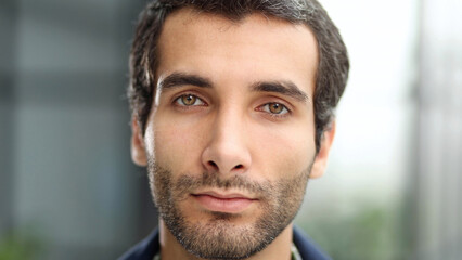 Fototapeta premium Close-up of a man's face. Man confidently looking at the camera
