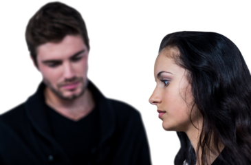 Close-up of sad woman with boyfriend