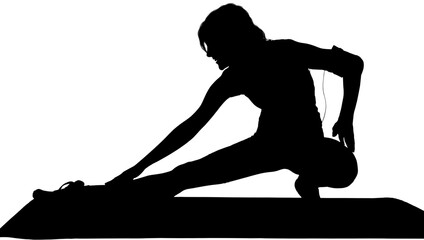 Silhouette woman exercising on exercise mat