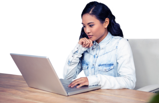 Asian woman using laptop