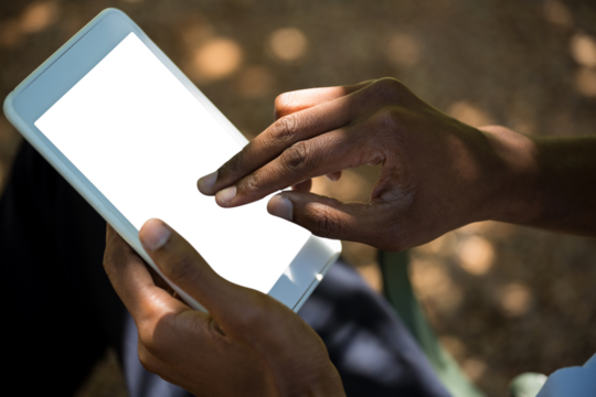 Man using tablet computer