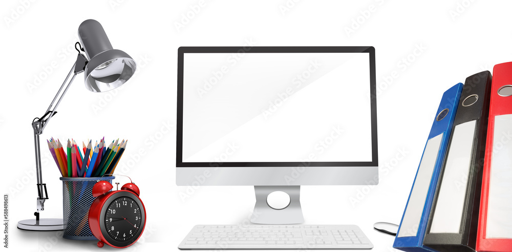 Poster digital composite image of pc with files