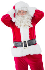 Stressed santa with his hands on head