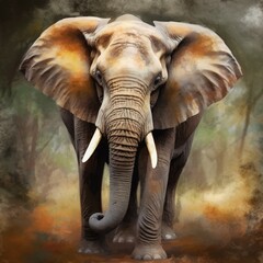 Fototapeta premium Elephant portrait, AI