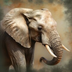elephant portrait vintage, Generative AI