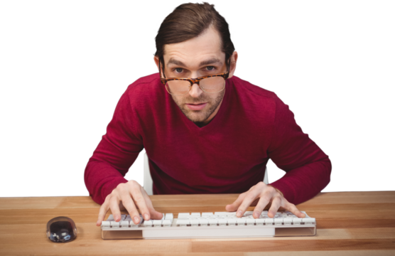 Creative businessman working at computer desk