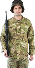 Portrait of soldier with rifle