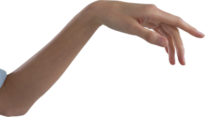 Womans hand using invisible screen