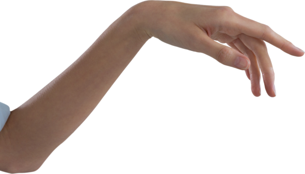 Womans hand using invisible screen