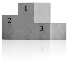 Composite image of gray podium with numbers