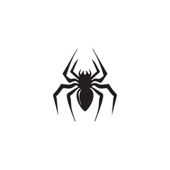 Spider icon, black widow silhouette. Halloween animal symbol, arachnid sign, bug pictogram