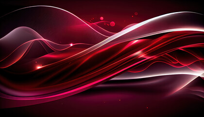 Abstract Shiny neon glass translucent wavy composition with gradient transition, red pink  elegant clean background - generative AI.