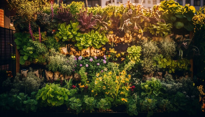 Vibrant flowers blossom in a peaceful garden generated by AI