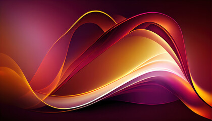 Abstract Shiny neon glass translucent wavy composition with gradient transition, pink red purple yellow elegant clean background - generative AI.