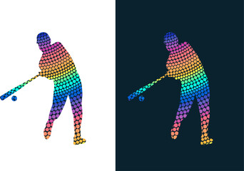 Fototapeta premium Set of modern abstract baseball players silhouettes. Isolated colored vector images