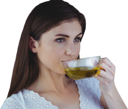 Woman sipping herbal tea - Powered by Adobe