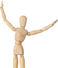 Wooden 3d figurine standing with arms spread wide