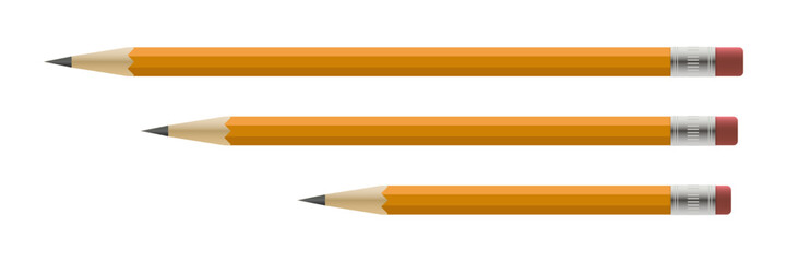 Realistic pencil vector mockup isolated on white background