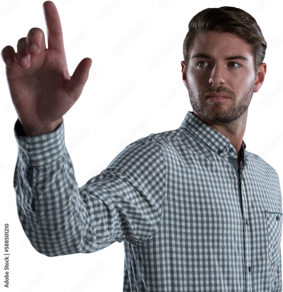 Poster man using invisible screen