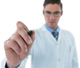 Doctor pretending to be using futuristic digital screen