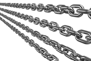 Row of 3d metal chains 