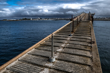 Bridge To Ferry Station At City Of Roscoff At The Finistere Atlantic Coast In Brittany, France