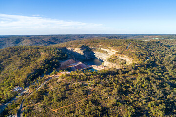 view of the quarry, quarry in the perth hills, Red Hill Quarry, aerial view, perth, western...