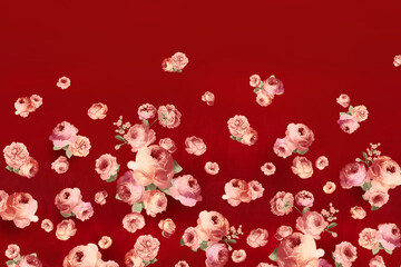 Various watercolor flowers, roses, peonies, and beautiful flowers