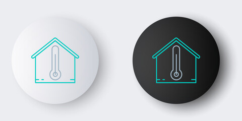 Line House temperature icon isolated on grey background. Thermometer icon. Colorful outline concept. Vector